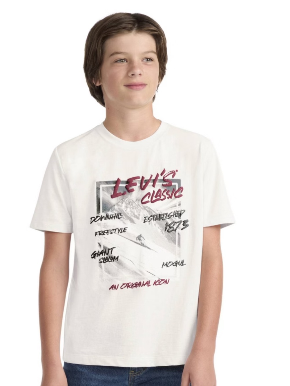 Levi's White Short-Sleeve snow Graphic Tee with Red Accent
